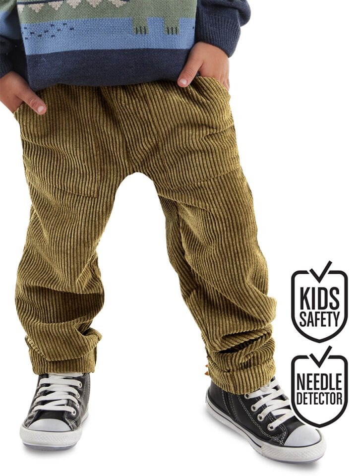 Fitilli Kadife Haki Erkek Çocuk Pantolon