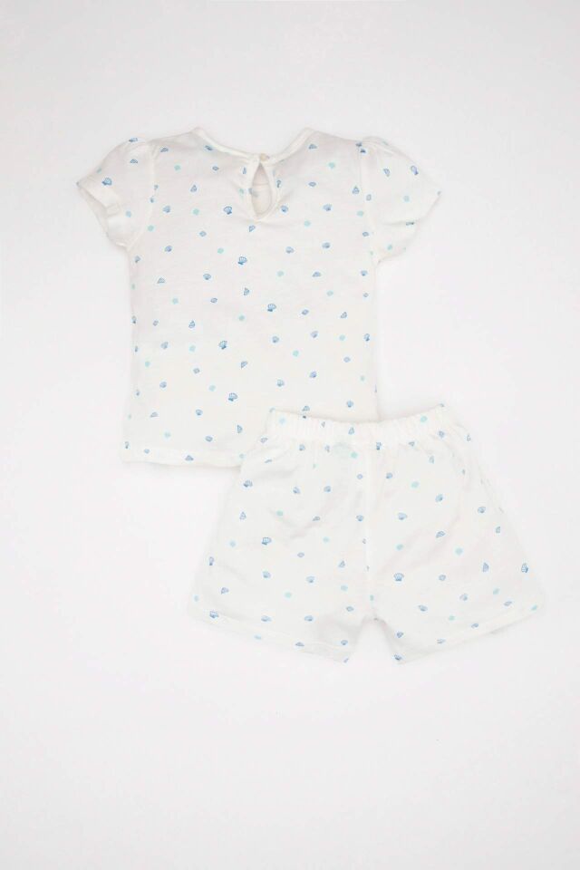 Kız Bebek Pijama Takım Daisy Duck Penye  Kısa Kollu Üst Beli Lastikli  Şort Alt