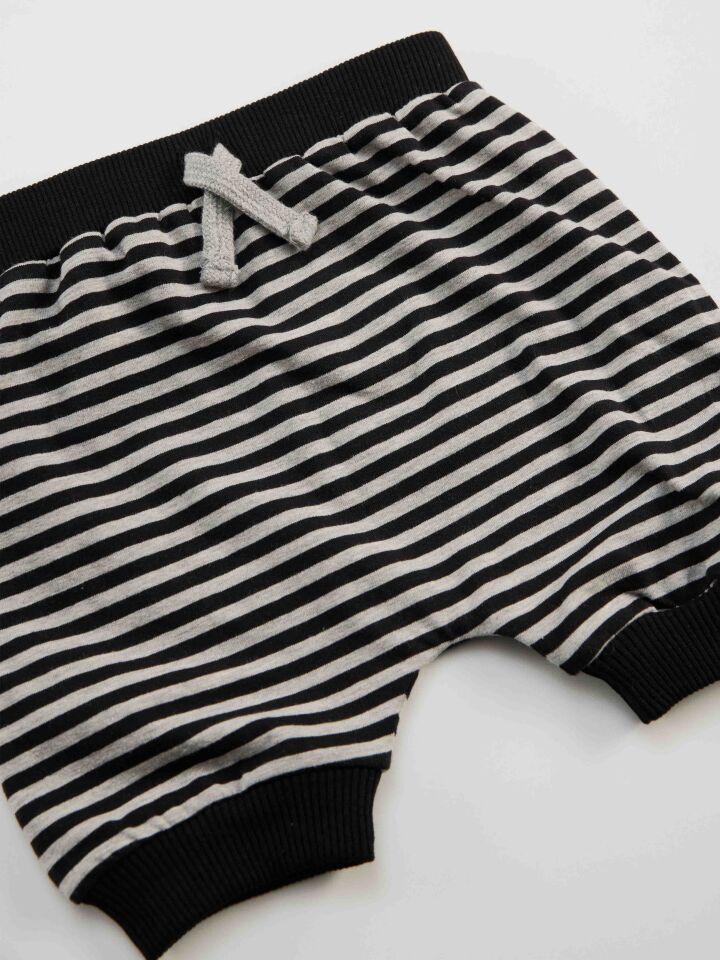 Rakun Erkek Bebek T-shirt Kapri Şort Takım 6-12M - Gri