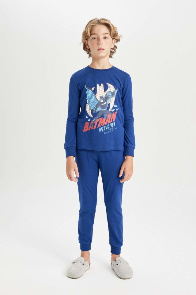 Erkek Çocuk Pijama Takımı Batman Uzun Kollu Üst Uzun Alt