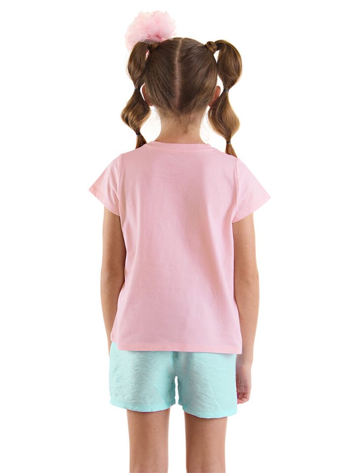 Deniz Kızı Kız Çocuk T-shirt Şort Takım 6 Y - Pembe, Mavi