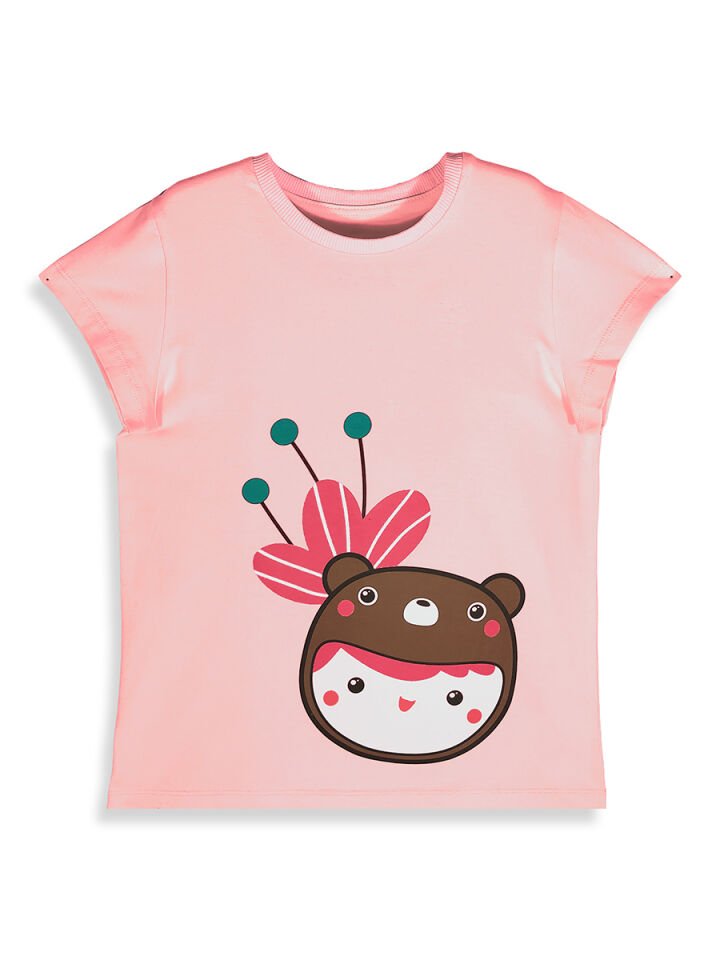 Ayı Şapkalı Kız Çocuk T-shirt Tayt Takım 7Y - Pembe