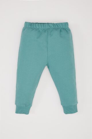 Kız Bebek 2'li Takım Çiçekli Bisiklet Yaka Sweatshirt Beli Lastikli EŞofman Altı