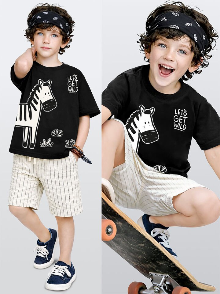 Zebra Erkek Çocuk T-shirt Şort Takım 5Y - Siyah