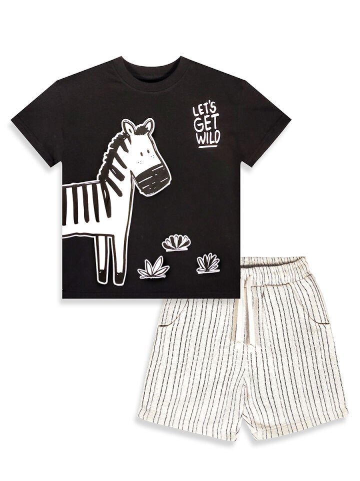 Zebra Erkek Çocuk T-shirt Şort Takım 5Y - Siyah