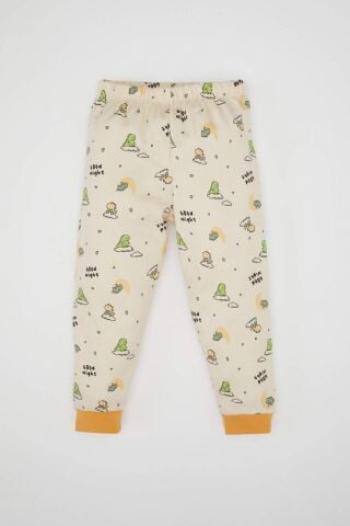 Erkek Bebek Pijama Takımı Dinazor Baskılı Uzun Kollu Üst Uzun Alt