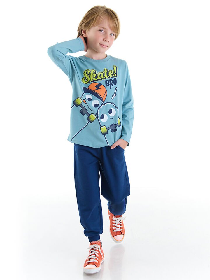 Skate Bro Erkek Çocuk T-shirt Pantolon Takım 10 Y - Lacivert, Mavi