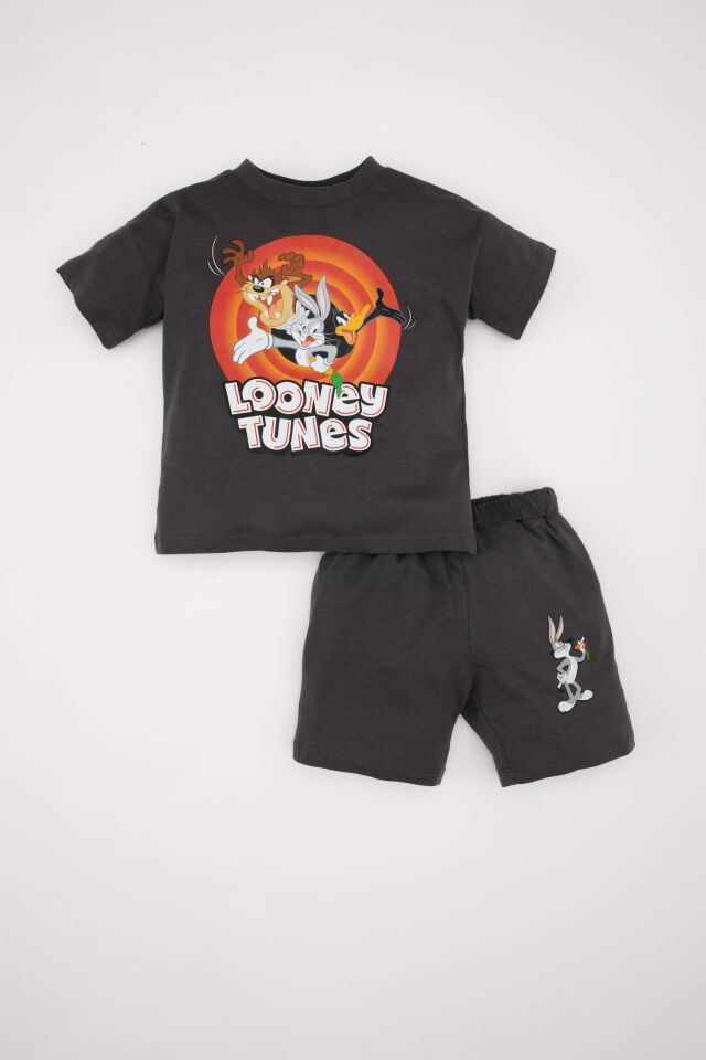 Erkek Bebek 2'li Takım Looney Tunes Penye Kısa Kollu Tişört Şort