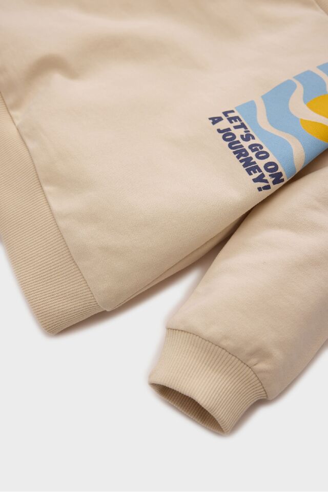 Erkek Bebek 2'li Takım Baskılı Sweatshirt Beli Paçası Lastikli Alt