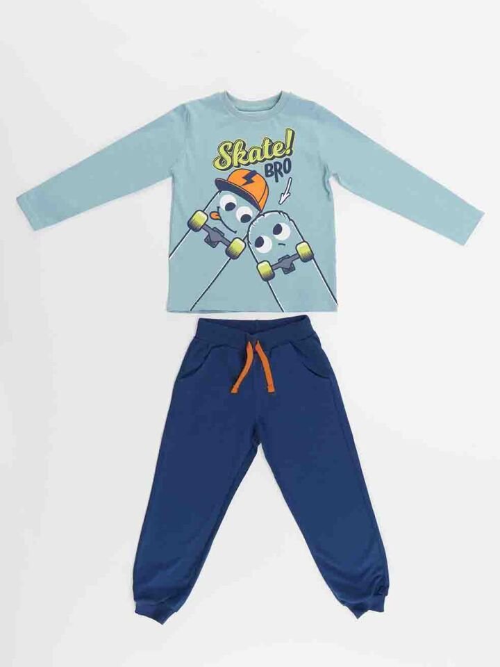 Skate Bro Erkek Çocuk T-shirt Pantolon Takım 5 Y - Lacivert, Mavi
