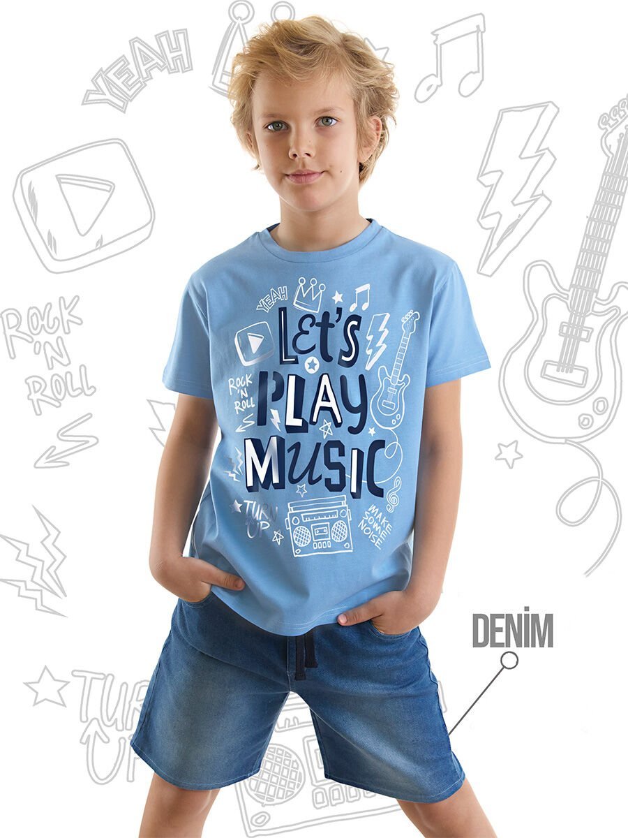 Let's Play Erkek Çocuk T-shirt Denim Şort Takım