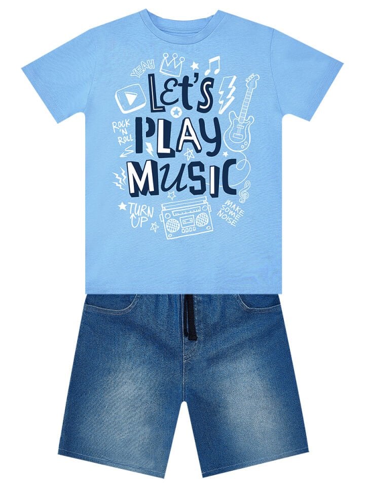 Let's Play Erkek Çocuk T-shirt Denim Şort Takım