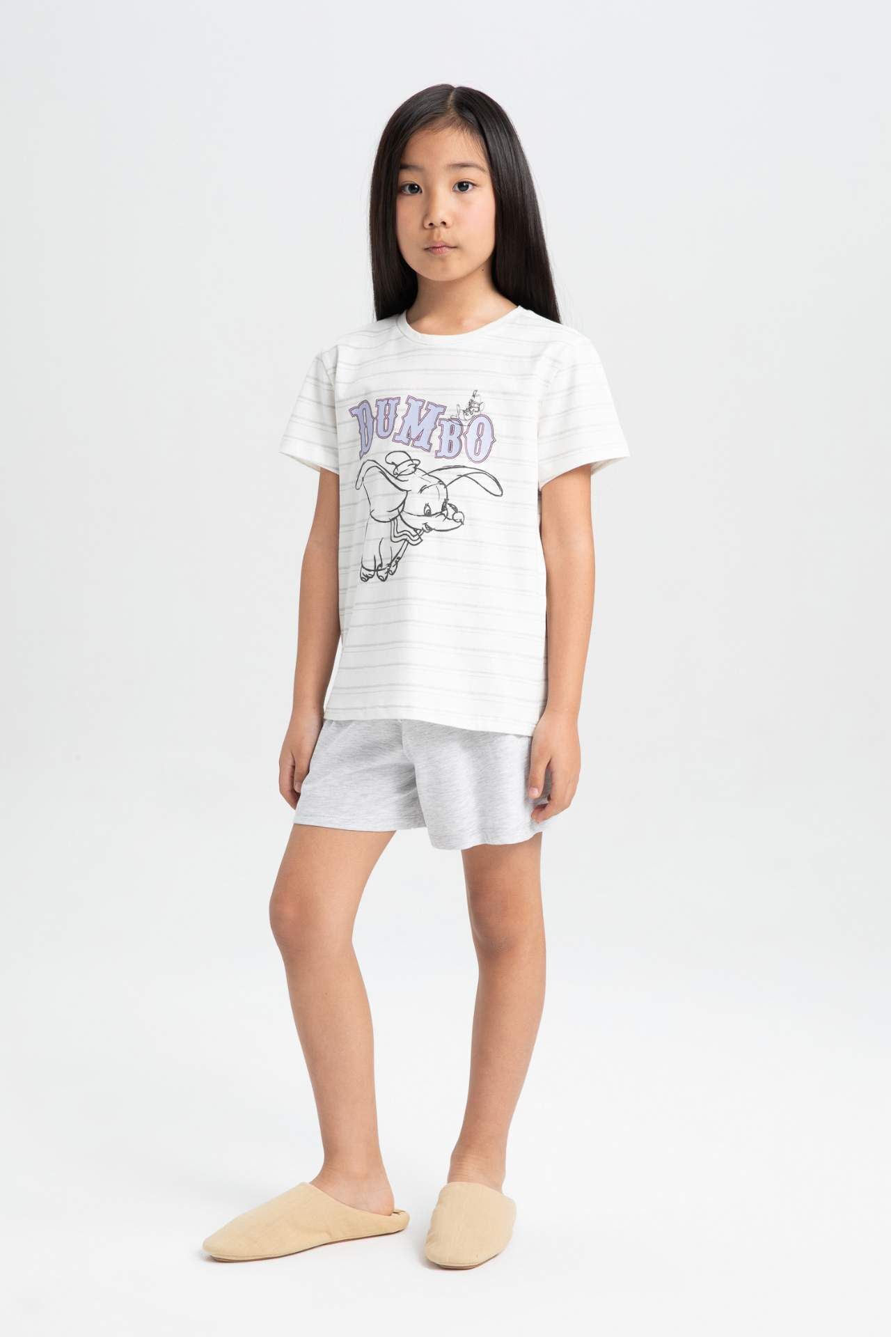 Kız Çocuk Disney Dumbo Pijama Takımı Kısa Kollu Üst Şort