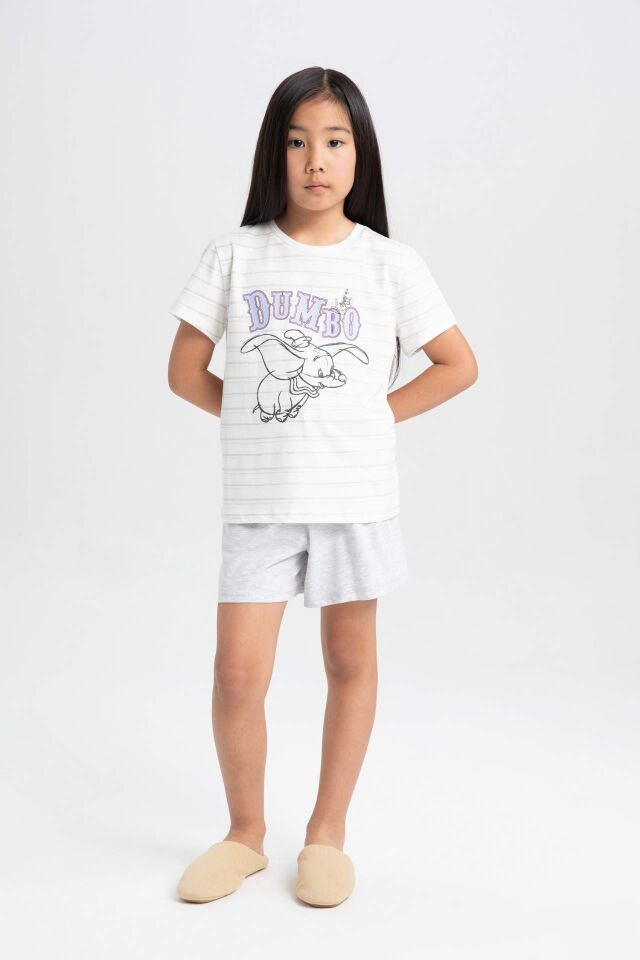 Kız Çocuk Disney Dumbo Pijama Takımı Kısa Kollu Üst Şort