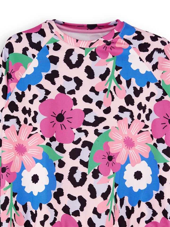 Çiçekli Leopar Kız Çocuk Sweatshirt