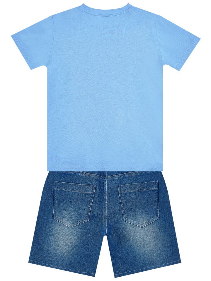 Let's Play Erkek Çocuk T-shirt Denim Şort Takım 4 Y - Mavi