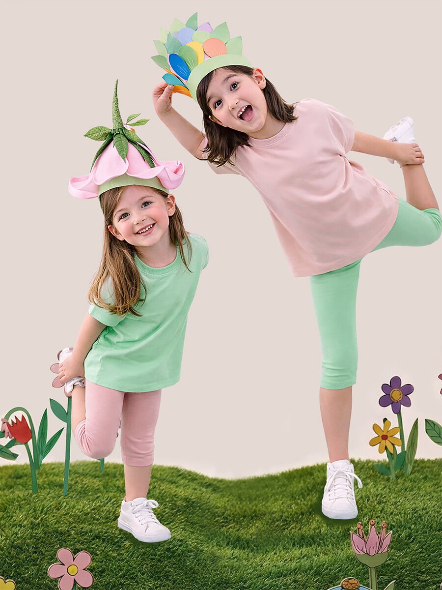 Pembe Ve Mint Kız Çocuk Kaşkorse 2'li Tayt Paketi 4Y - Pembe