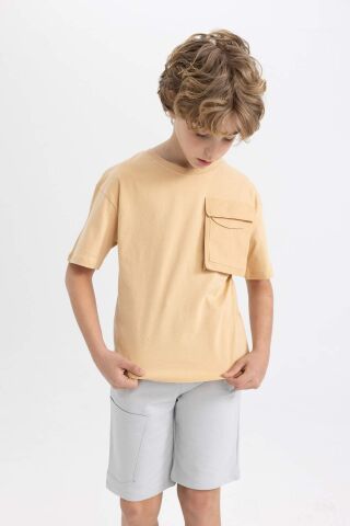 Erkek Çocuk Oversize Geniş Kalıp Bisiklet Yaka Kısa Kollu Tişört