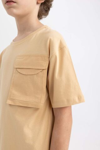 Erkek Çocuk Oversize Geniş Kalıp Bisiklet Yaka Kısa Kollu Tişört
