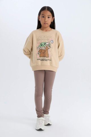 Kız Çocuk Star Wars-Mandalorian Relax Fit Bisiklet Yaka Sweatshirt