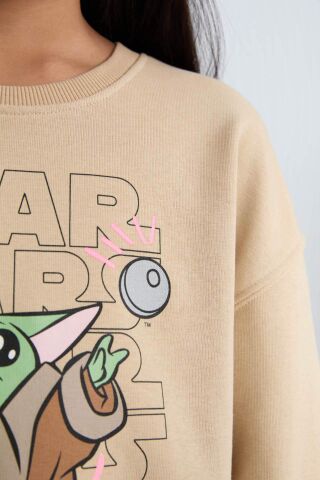 Kız Çocuk Star Wars-Mandalorian Relax Fit Bisiklet Yaka Sweatshirt