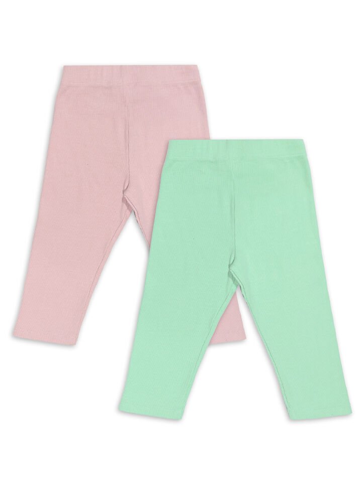 Pembe Ve Mint Kız Çocuk Kaşkorse 2'li Tayt Paketi 7Y - Pembe