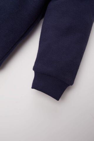 Erkek Bebek 2'li Takım Dik Yaka Fermuarlı Sweatshirt Beli Lastikli Alt