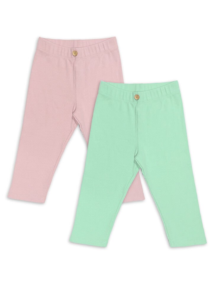 Pembe Ve Mint Kız Çocuk Kaşkorse 2'li Tayt Paketi 8Y - Pembe
