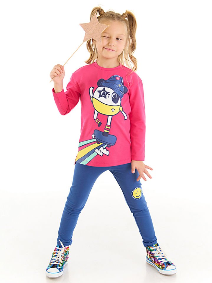 Skate Panda Kız Çocuk Tunik Tayt Takım 6 Y - Pembe, Lacivert