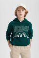 Erkek Çocuk Oversize Geniş Kalıp Baskılı Kapüşonlu Sweatshirt