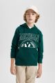 Erkek Çocuk Oversize Geniş Kalıp Baskılı Kapüşonlu Sweatshirt