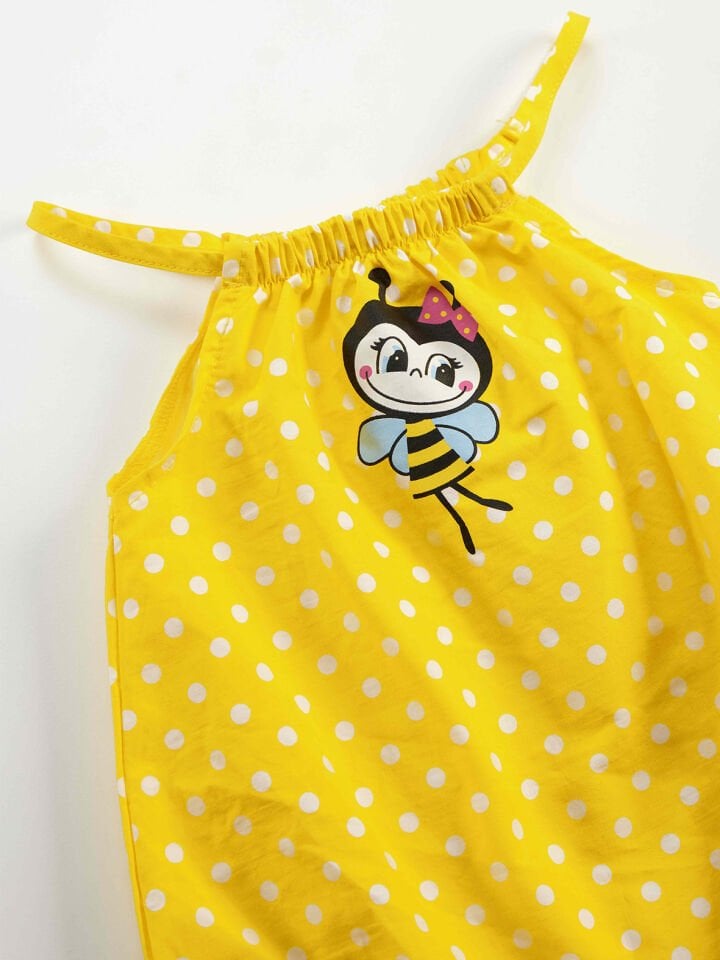 Arı Kız Bebek Poplin Sarı Tulum