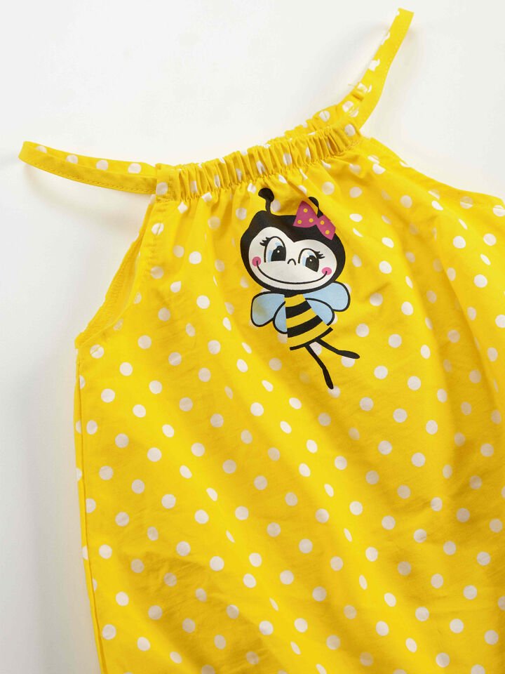 Arı Kız Bebek Poplin Sarı Tulum
