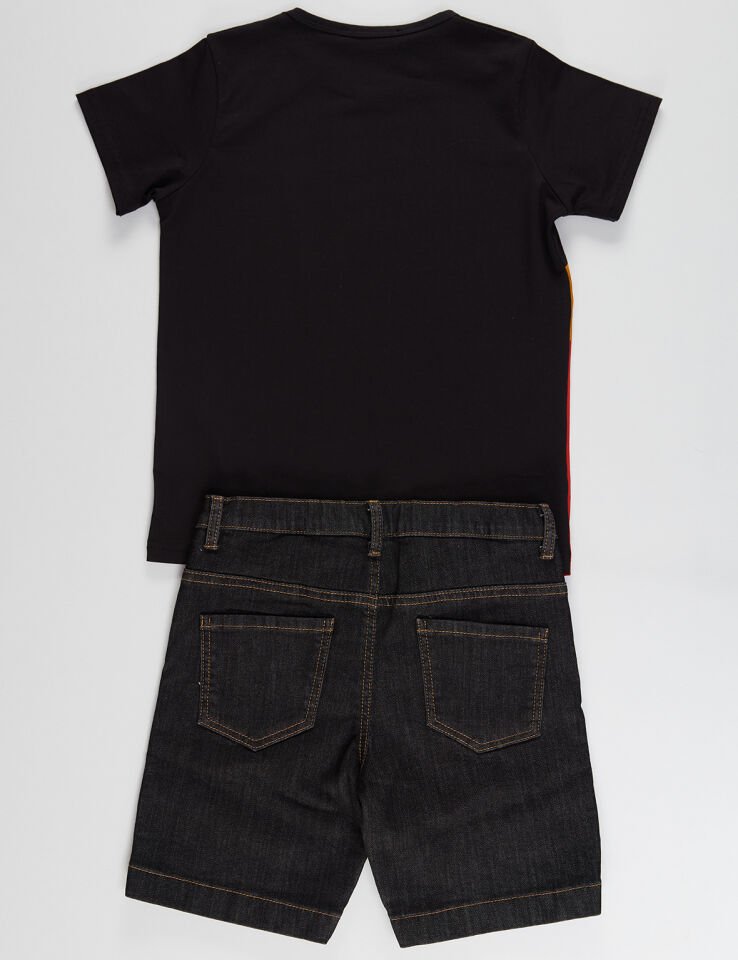 Wild Side Erkek Çocuk T-shirt Denim Şort Takım 4 Y - Siyah