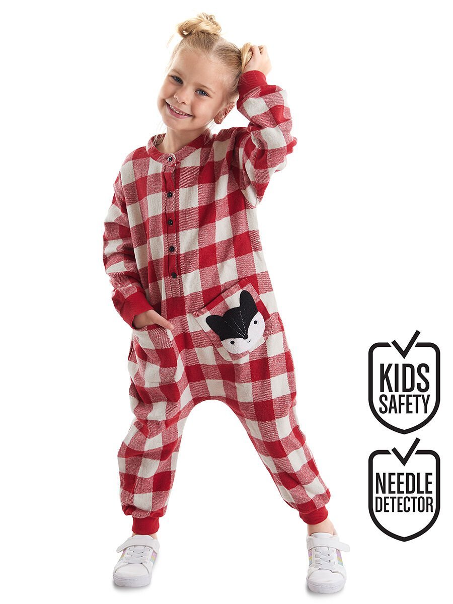 Fox Ekose Kız Çocuk Dokuma Tulum