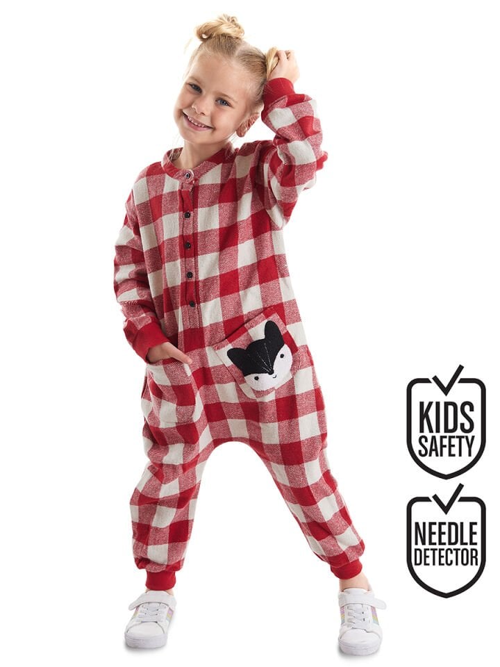 Fox Ekose Kız Çocuk Dokuma Tulum