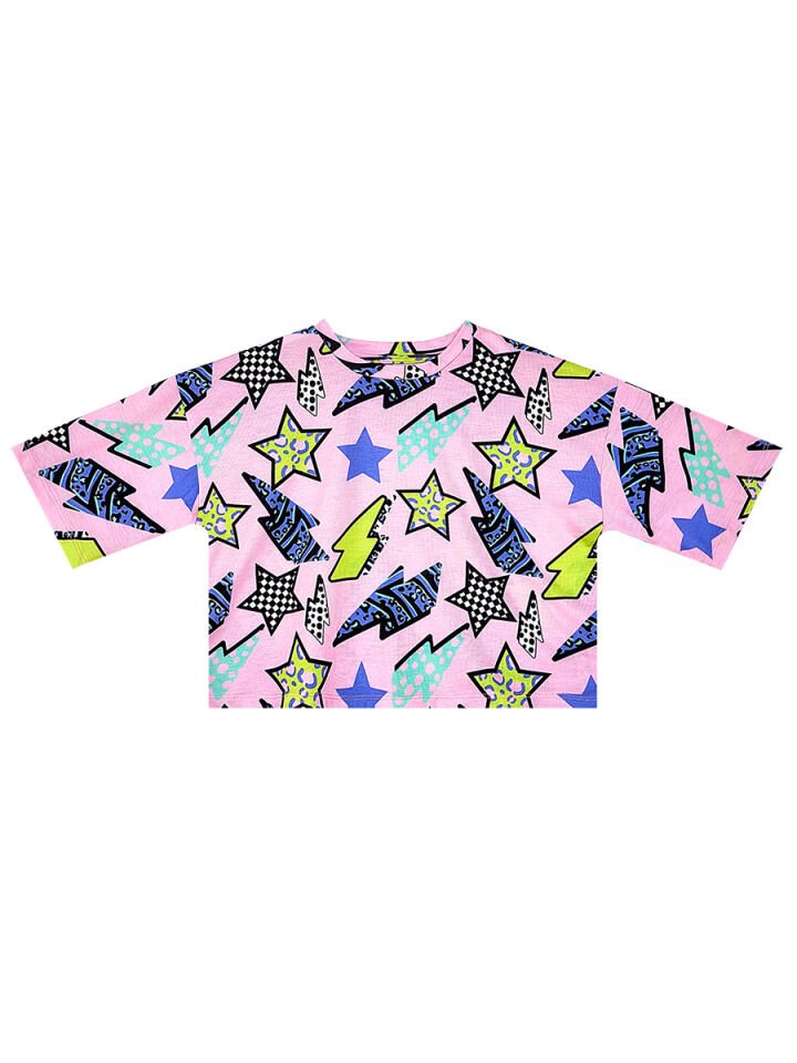 Yıldız ve Şimşek Kız Çocuk T-shirt Denim Şort Takım 7 Y - Pembe, Gri