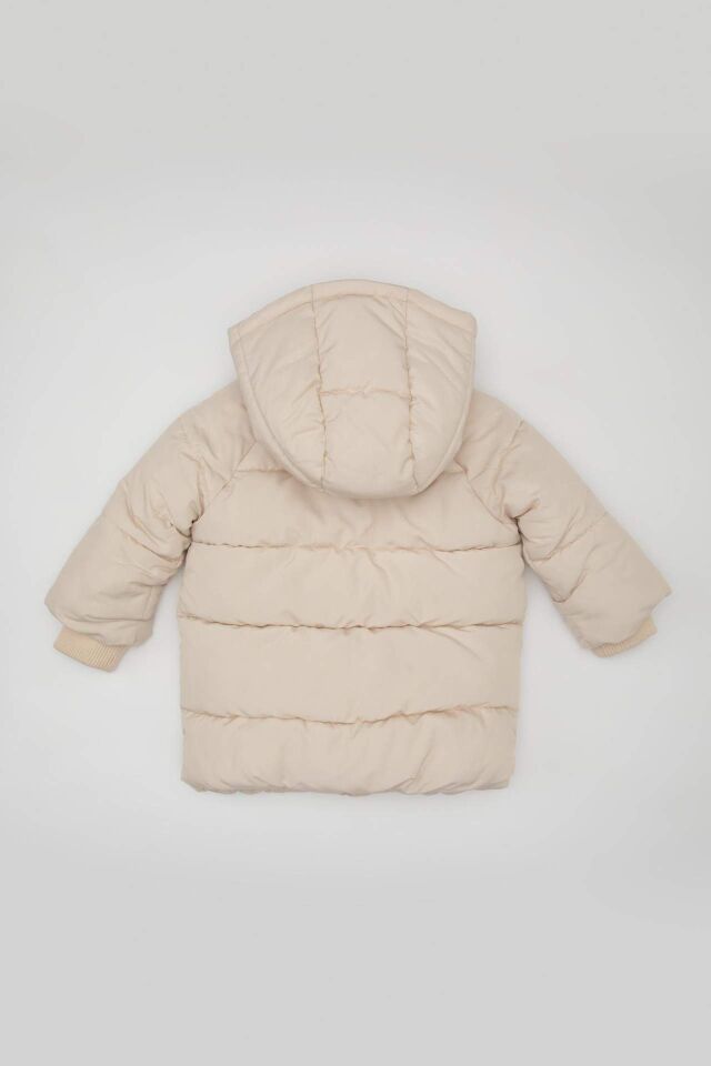 Kız Bebek Su İtici Kapüşonlu Polar Astarlı Şişme Mont