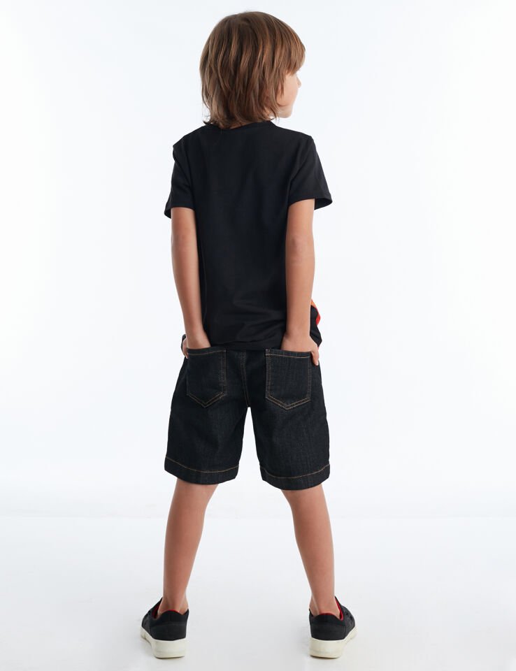Wild Side Erkek Çocuk T-shirt Denim Şort Takım 5 Y - Siyah