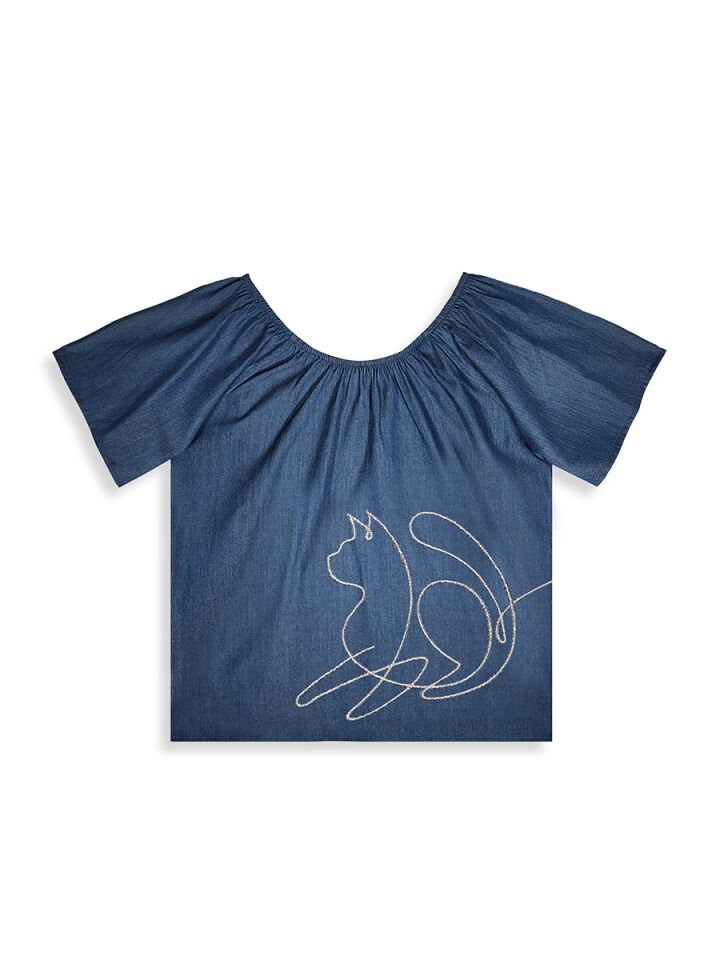 Romantik Kedi Kız Çocuk Bluz Pantolon Takım 7Y - Lacivert