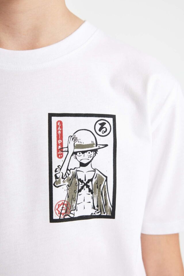Erkek Çocuk One Piece Bisiklet Yaka Kısa Kollu Tişört
