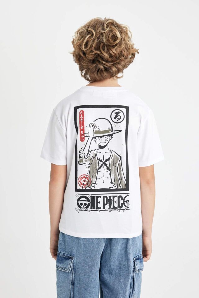 Erkek Çocuk One Piece Bisiklet Yaka Kısa Kollu Tişört
