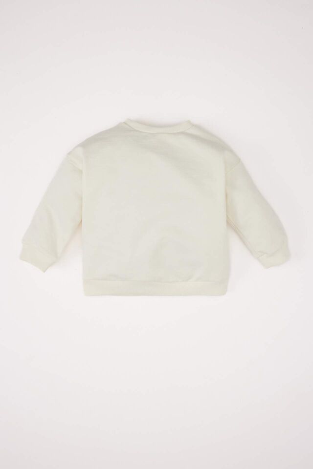 Kız Bebek Bisiklet Yaka Kız Baskılı Sweatshirt