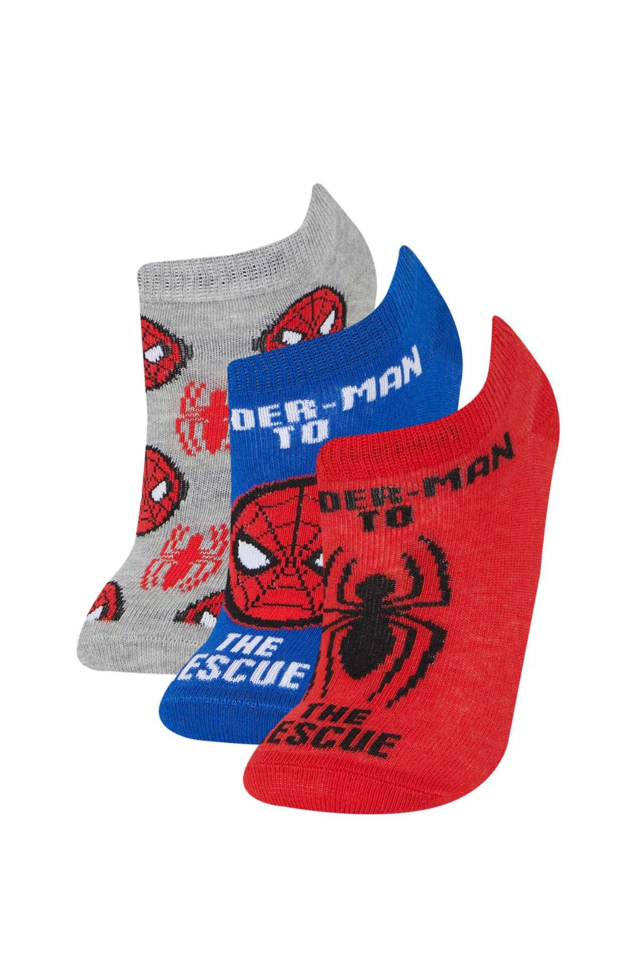Erkek Çocuk Marvel Spiderman 3'lü Pamuklu Patik Çorap