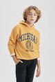 Erkek Çocuk Oversize Geniş Kalıp Kapüşonlu Baskılı Sweatshirt