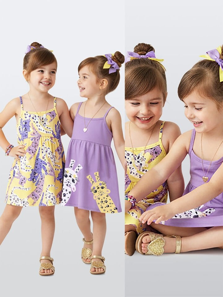 Muzip Kediler Kız Çocuk 2'li Elbise