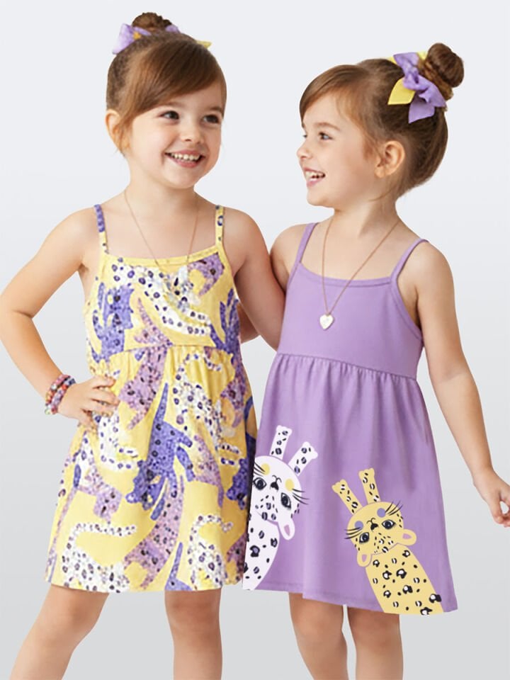 Muzip Kediler Kız Çocuk 2'li Elbise
