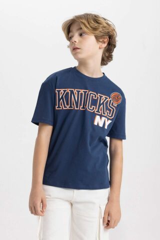 Erkek Çocuk NBA New York Knicks Oversize Geniş Kalıp Bisiklet Yaka Kısa Kollu Tişört