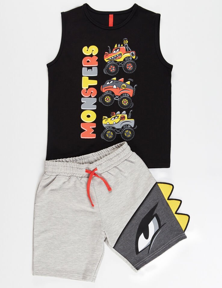 Monster Cars Erkek Çocuk T-shirt Şort Takım