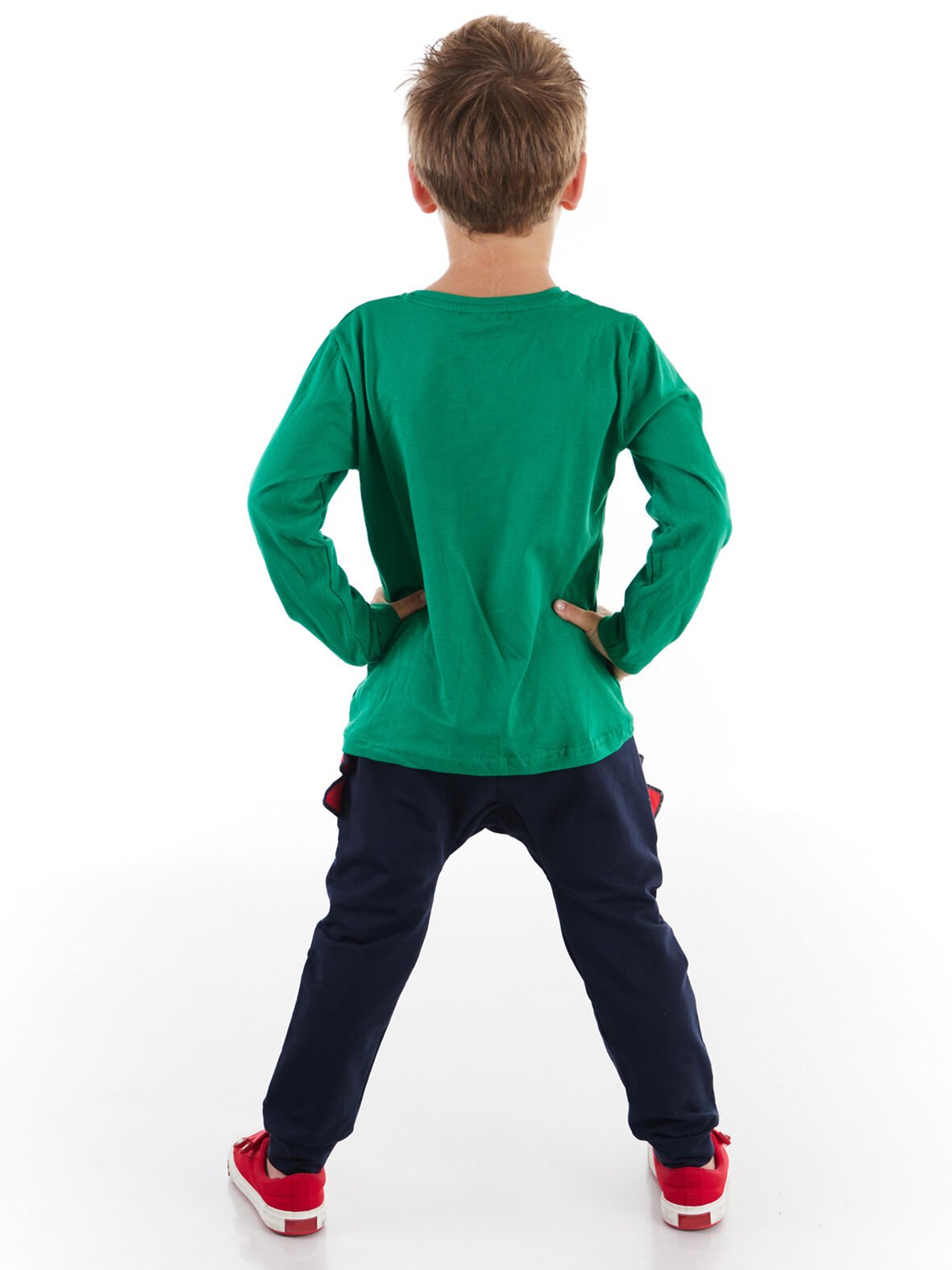 Gözlüklü Dino Erkek Çocuk T-shirt Pantolon Takım 3 Y - Lacivert, Yeşil